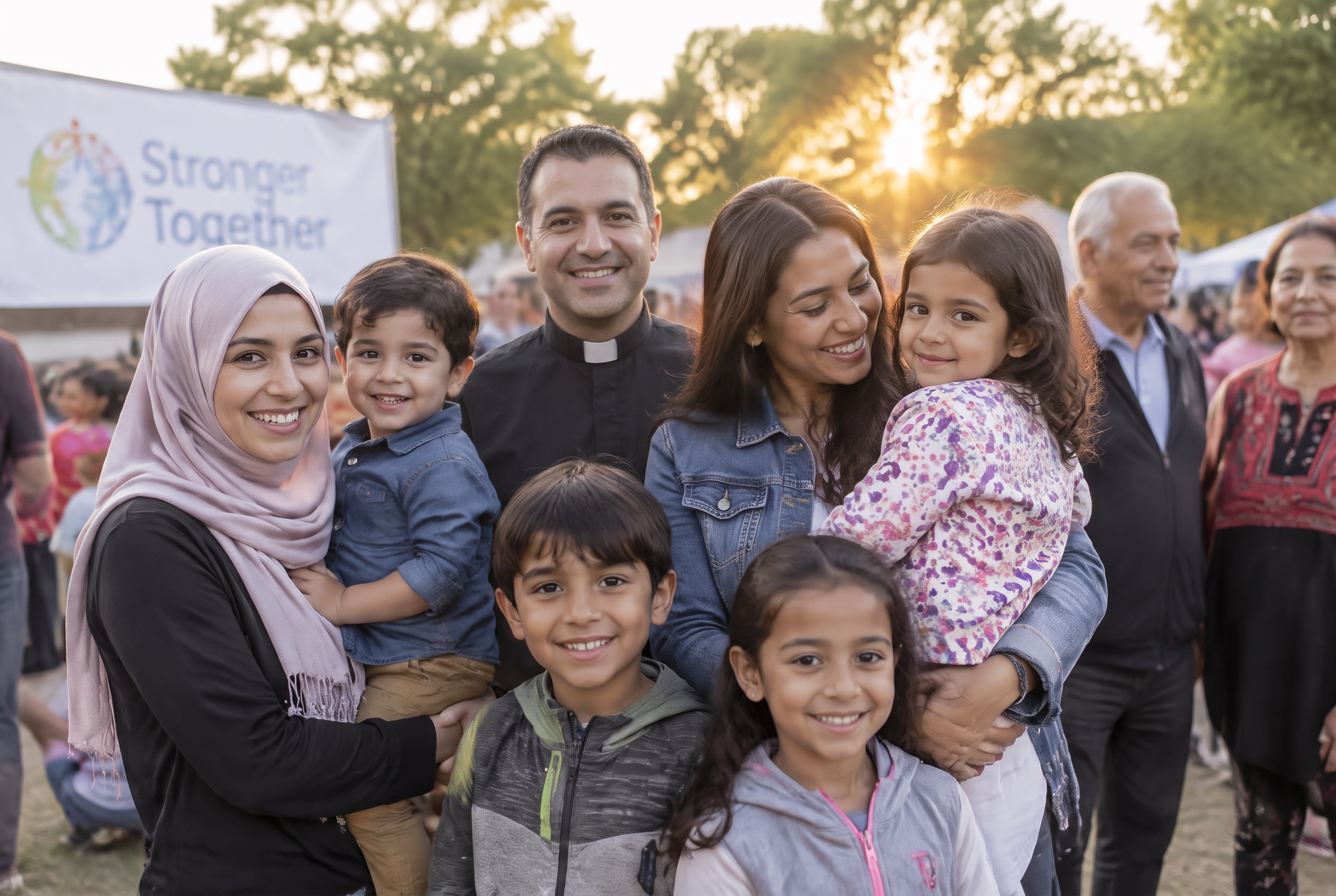 Familias de la comunidad inmigrante reunidas